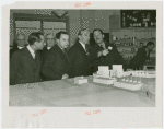 Egypt Participation - Hussein Sabry Pacha (Egyptian High Commissioner), Grover Whalen and group look at building model