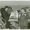 Elmer (NYWF mascot) - In front of airplane with hostess