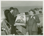 Elmer (NYWF mascot) - In front of airplane with hostess