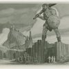 Fairgrounds - Conceptual Sketches - Proposed exhibit showing giant hominid with club