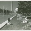Fairgrounds - Landscaping - Women sitting among flowers in Central Mall