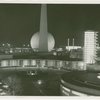 Fairgrounds - Night - Glass Center and Trylon and Perisphere