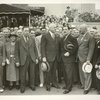 Fairgrounds - Visitors - Grover Whalen with large group in front of Administration Building