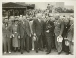 Fairgrounds - Visitors - Grover Whalen with large group in front of Administration Building