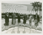 Fashion, World of - Models - Models for Uptown Guild in front of restaurant