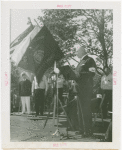 Flags - Man addressing group for Flag of the Day celebration of New York Athletic Club flag