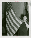 Flags - Woman with crocheted American flag