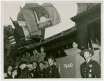 Flags - Fiorello LaGuardia giving speech outside New York Public Library