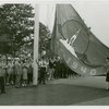 Flags - Miss Treasure Island with Harvey Gibson raising San Francisco's Golden Gate International Exposition flag