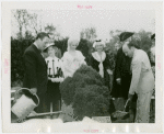 Gardens on Parade - Grover Whalen with pageant members at presentation of boxwood plant from Mary Washington's garden