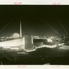 General Motors - Building - Aerial view at night with Trylon and Perisphere in background