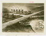 General Motors - Futurama - Sketch of bridge and factories