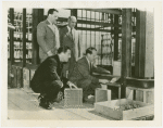 Glass Center - Grover Whalen and glass officials laying cornerstone