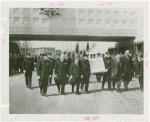 Great Britain Participation - Magna Carta Exhibit - Fiorello LaGuardia, Sir Louis Beale and others carrying Magna Carta
