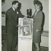Great Britain Participation - Stamp Exhibit - Ernest Kehr and Adelaide Hawley Cummings with poster of Penny Black stamp