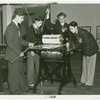 Great Britain Participation - Stamp Exhibit - Students from New York School of Printing examine press