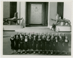 Great Britain Participation - Reception staff for King and Queen wearing Trylon and Perisphere hats