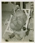 Hall of Pharmacy - Men carving giant witch head at Remo Bufano's studio