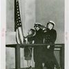 Hall of Pharmacy - Mary Pickford raising flag at dedication