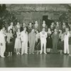 Hawaiian Day - Men, women and hula dancers with leis