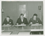Hungary Participation - Lázsló Négyesy, Grover Whalen and Stephen Goerl signing contracts