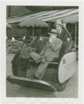 Radio dictation from pushcart for children from Institute for the Blind