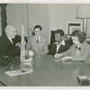 Three students from Institute for the Blind interviewing Harvey Gibson