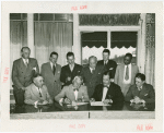 Illinois Participation - Grover Whalen and A.F. Lorenzen signing contract with Harold Ward, Julius Holmes, William King and officials