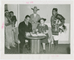 Indian (Native American) Participation - Idena Powell and Grover Whalen signing contract with Native Americans in attendance