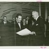International Business Machines (IBM) - Watson, Thomas J. (President) - Presenting Grover Whalen with proclamation while others watch
