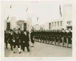 Ireland Participation - Sean T. O'Kelly (Deputy Chief of Ireland), Grover Whalen and officials walk in front of military