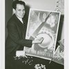 Jewels - Man holding jewel in front of World's Fair poster