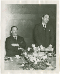 Jewish-Palestine Participation - George Backer addressing group with Grover Whalen