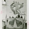 Johns-Manville building - Grover Whalen, Lewis H. Brown (President, Johns-Manville) and others at unveiling of asbestos mural
