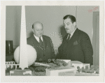 Kansas Senator Allen J. Henry and Grover Whalen view model of Trylon and Perisphere