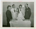Kentucky Day - Governor A.B. ""Happy"" Chandler, Grover Whalen and group cut Kentucky Day cake
