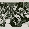 LaGuardia, Fiorello, H. - Crowd in front of hotdog stand