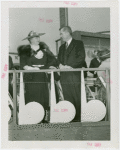 League of Nations - Man and woman on Trylon and Perisphere stage