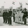 Luxembourg Participation - Prince Felix, Crown Prince Jean and Fiorello LaGuardia stand at attention