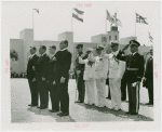 Luxembourg Participation - Prince Felix, Crown Prince Jean and Fiorello LaGuardia stand at attention