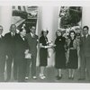 Madge Magnus (Miss Jamaica) receiving gift at Jamaica exhibit