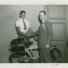 Maryland Day - Herbert O'Connor shaking hands with boy who rode from Baltimore to Fair