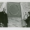 Moses, Robert - In front of plaque dedicated to Henry Lutz