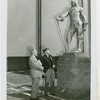 Netherlands - Neil van Aken and Cornelius Kouwenhoven looking at statue of Peter Stuyvesant