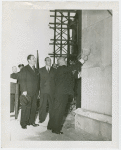 New York State - Exhibit Building and Amphitheater - Grover Whalen and officials at cornerstone ceremony