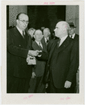New York State - Lehman, Herbert H. (Governor) - Receiving silver trowel from Leonard W. Hall