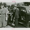 New York State - Lehman, Herbert H. (Governor) - Getting out of car with wife and son