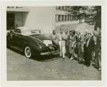 New York World's Fair - Employees - Females - Group standing next to ""just married"" car