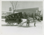 New York World's Fair - Employees - Females - Sledding - Women on horse-driven sled in front of Ford Building