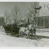 New York World's Fair - Employees - Females - Sledding - Women on horse-driven sled in front of Ford Building